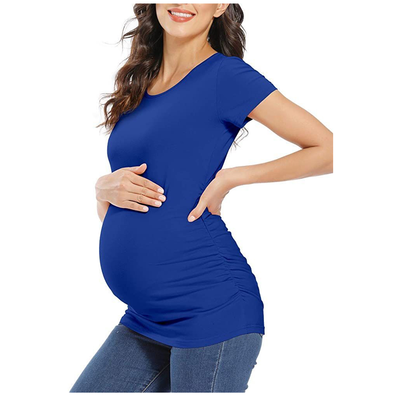 Oem Women Maternity Short Sleeve Tees Tops Blouse Knitted Printed Pregnancy T-shirt