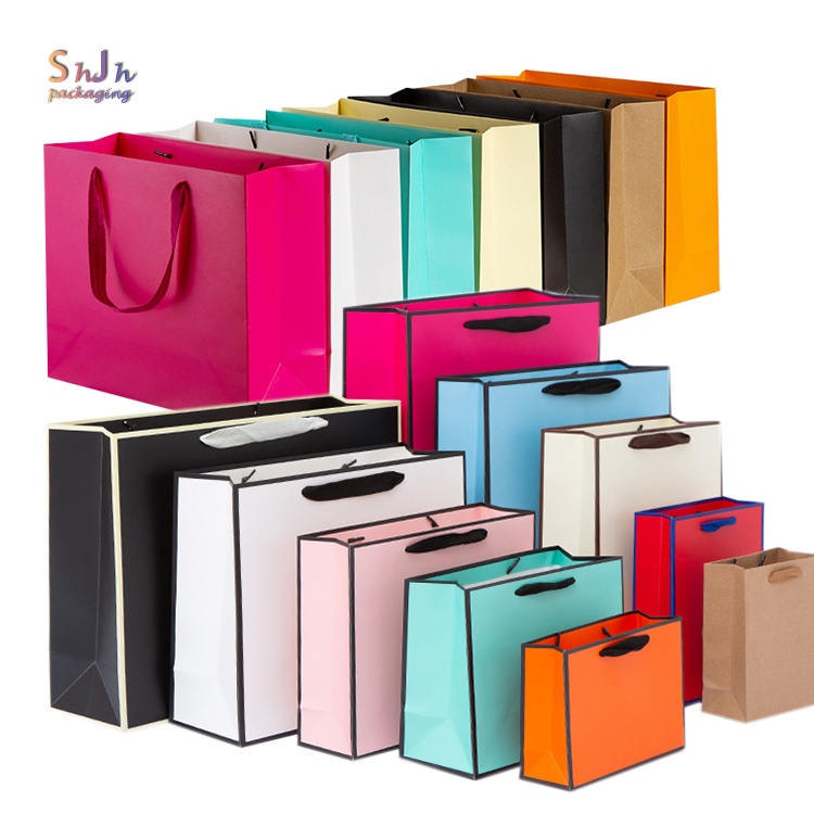 Wigs Packaging Bags Kraft Paperboard Twist Handle Tissue Square Bottom Small Shopper White Bag Craft packaging Gift Bags