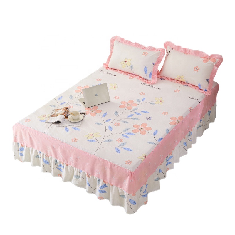 Home Bed Skirt Ruffled Fancy Bed Sheet Skirt