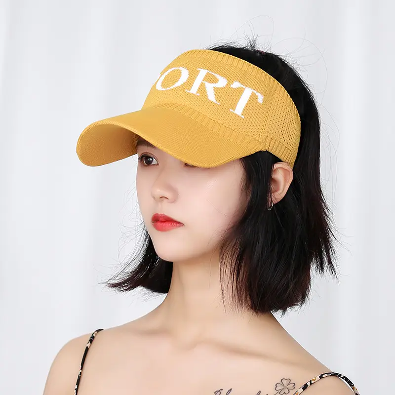 New Design Baseball Cap Lady Knitted Visor Breathable Hat With Letter Embroidered