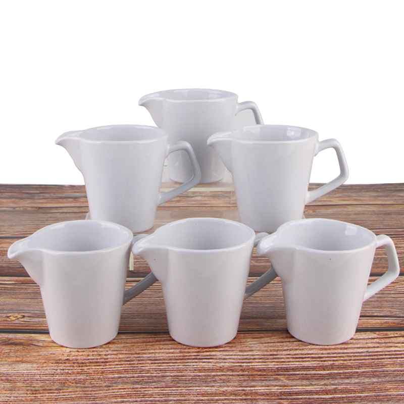 Wholesale Small Mini Classic Pure White Ceramic Coffee Milk Creamer Pitcher with Handle