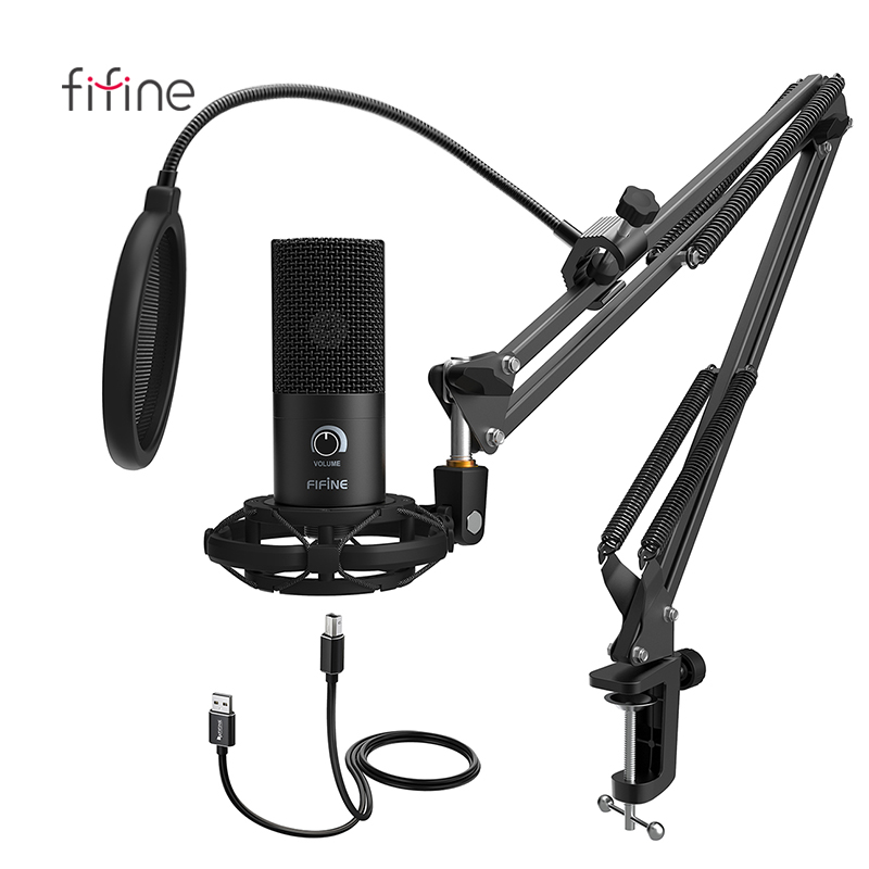 Fifine USB конденсаторный микрофон, набор, подставка, микрофон, игровая запись, микрофон, 5 В, конференц-запись, Live Chat Studio Mic T669