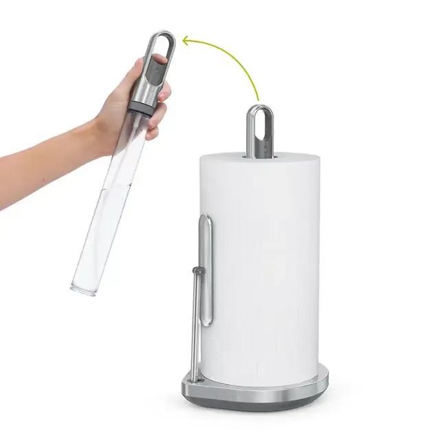 Paper Towel Holder Countertop, One-Hand for Kitchen and Bathroom,Stainless Steel with spray bottle,silver