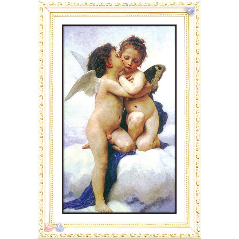 Angel First Kiss Paintings Counted DIY Cross Stitch Cotton Fabric Embroidery Cross Stitch Kits for Needlework