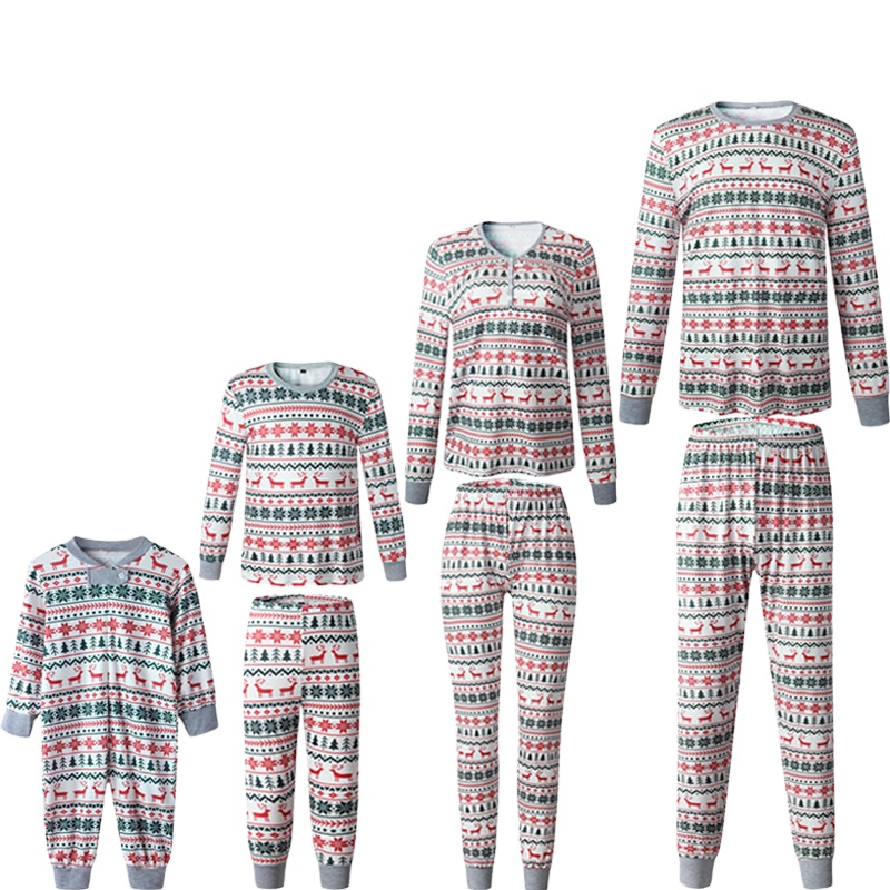 2021 Santa Snowman Red nose reindeer Christmas tree decoration supplies family parent child suit dad mom women kids pajamas set