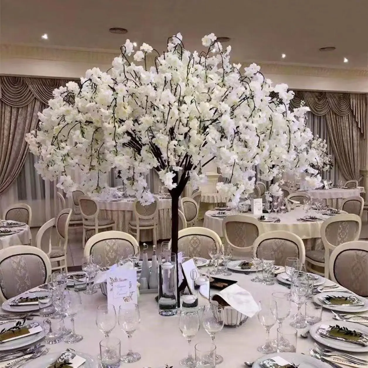 O-X502 Wedding Events Decorations Table Tree White Pink Artificial Cherry Blossom Tree Indoor Outdoor 5ft Cherry Blossom Tree