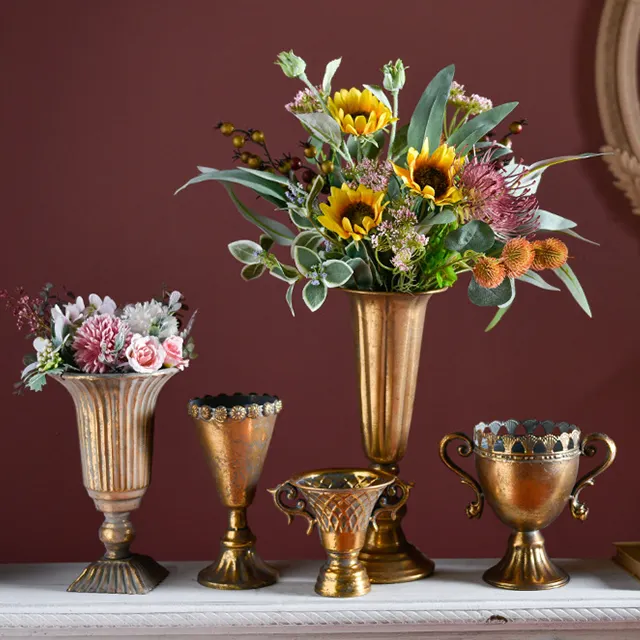 Popular Retro Living Room Creative Flower Arranged Goblet Vase Home Decoration