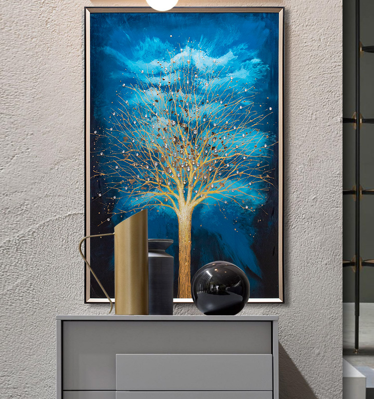 2021 Hotsell Crystal Porcelain Wall Painting Modern Golden Tree Art Diamond Crystal Paintings For Living Room