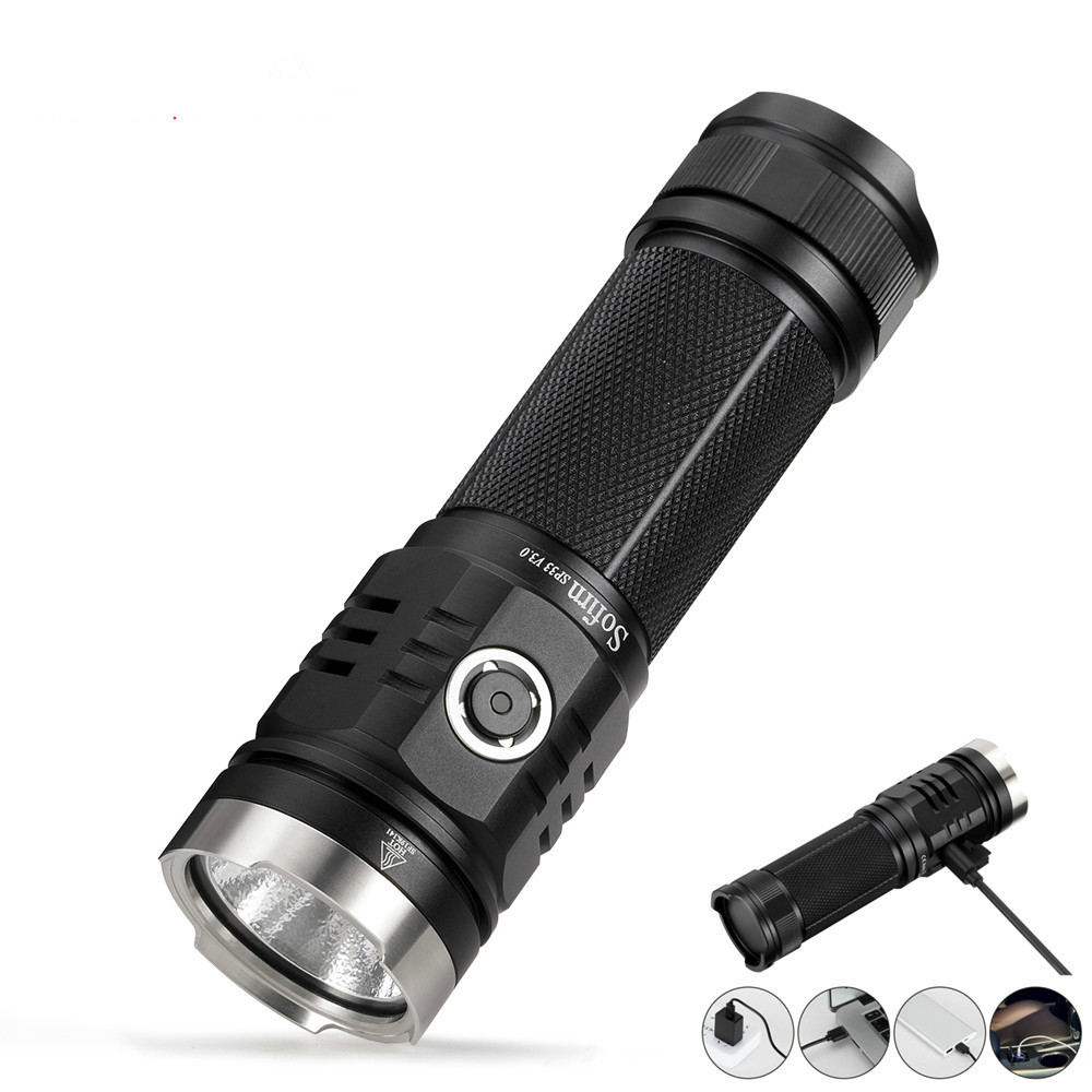 Водонепроницаемый светодиодный фонарик Sofirn SP33V3.0 3500lm, Перезаряжаемый USB фонарь с беспроводным логотипом XHP50.2 и индикатором питания