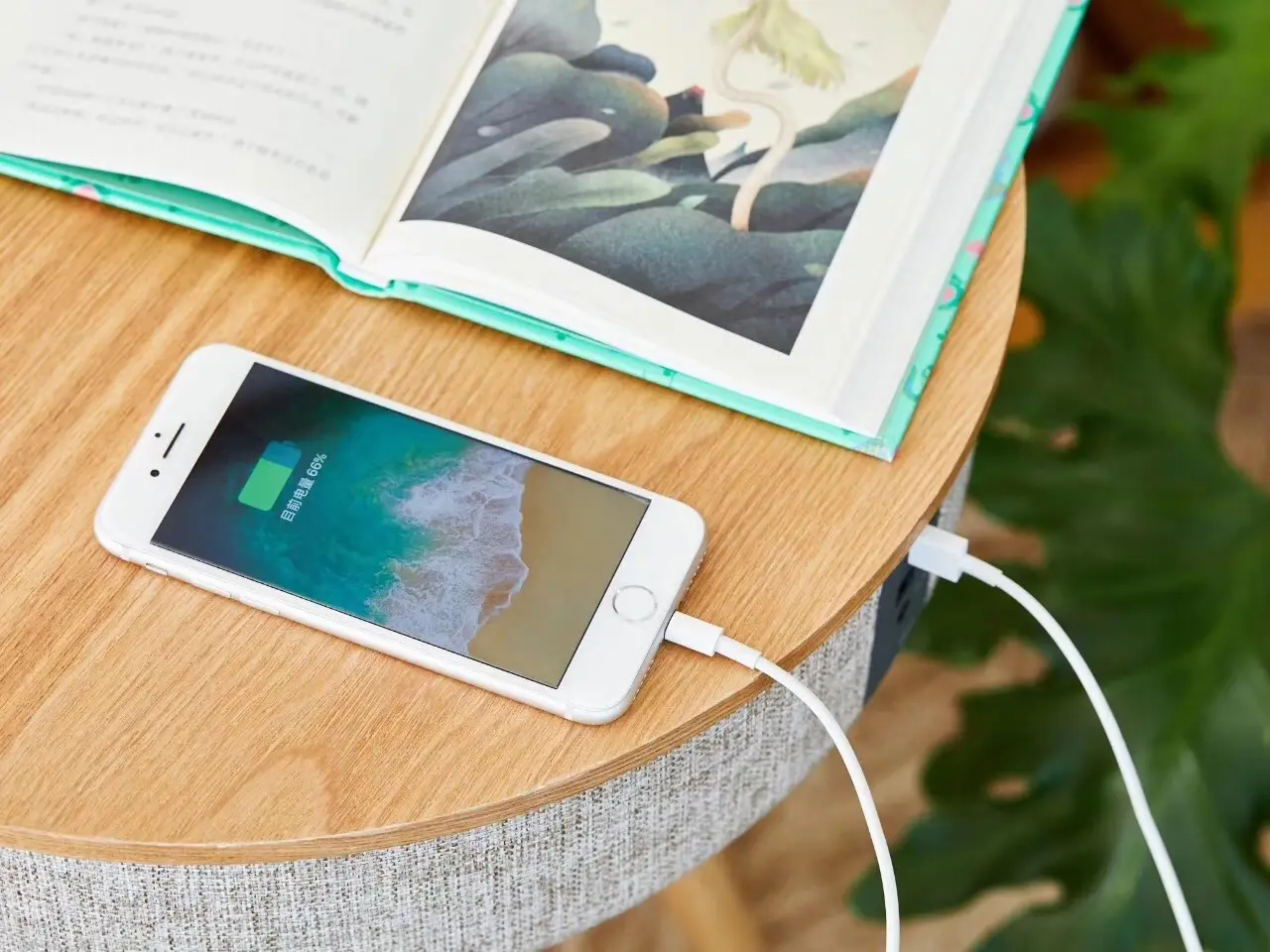 Portable Multimedia With Wireless Charging Side Table Wirelessly Charge Your Phone Wood Stylish Coffee Bluetooth Table Speaker