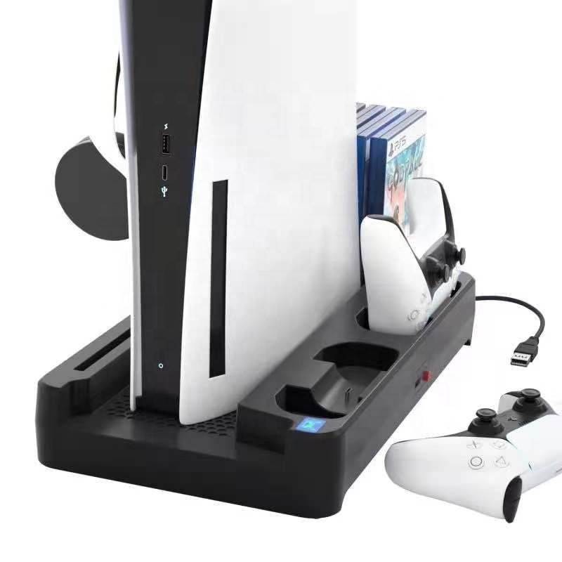 Game Accessories for PS5 8 IN 1 Multi-function Cooling Fan Stand with Dual Controller Charger Station for Sony Playstation 5
