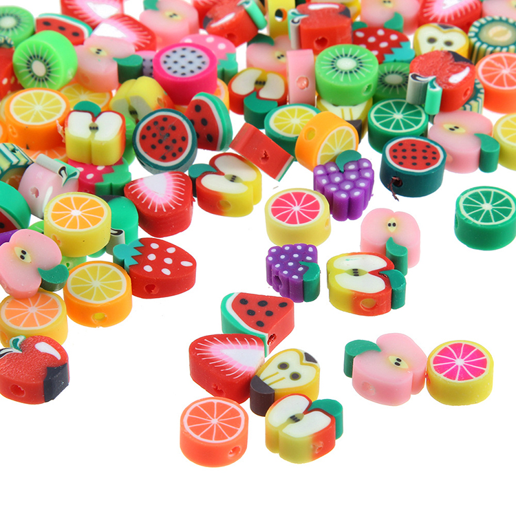 1000pcs/bag polymer clay slices a variety of mixed fruits beaded loose beads jewelry making material necklace bracelet
