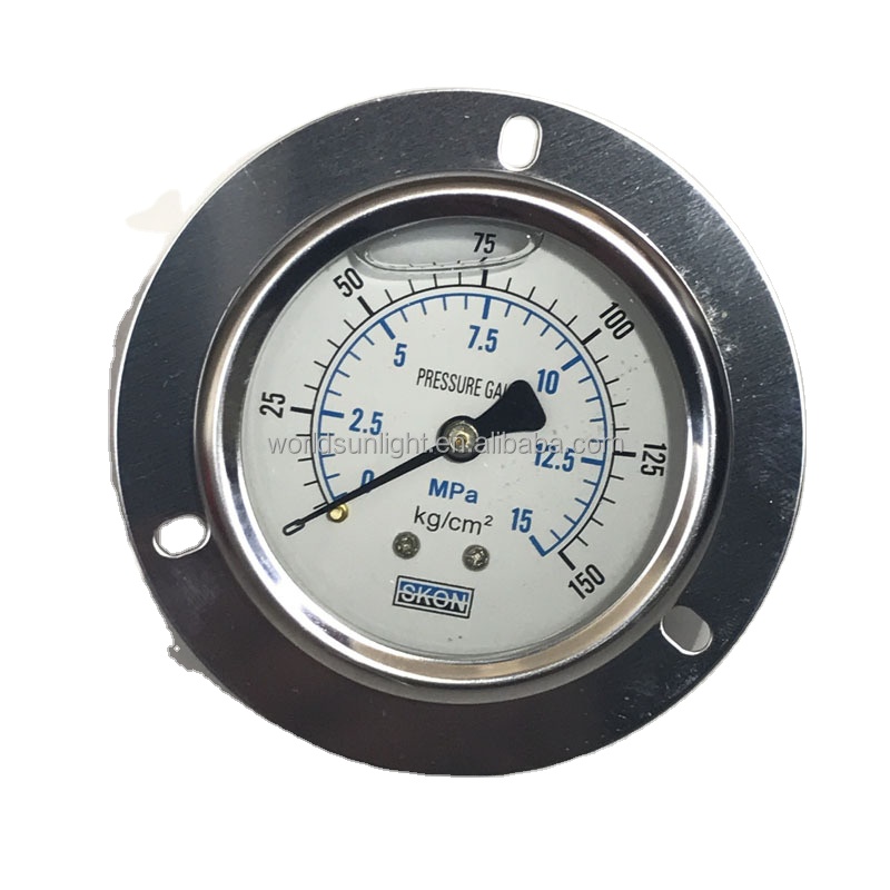 YN60ZT 2.5 inch 60mm 0-15MPA anti-shock seismic glycerine oil filled Pressure Gauge with back connection
