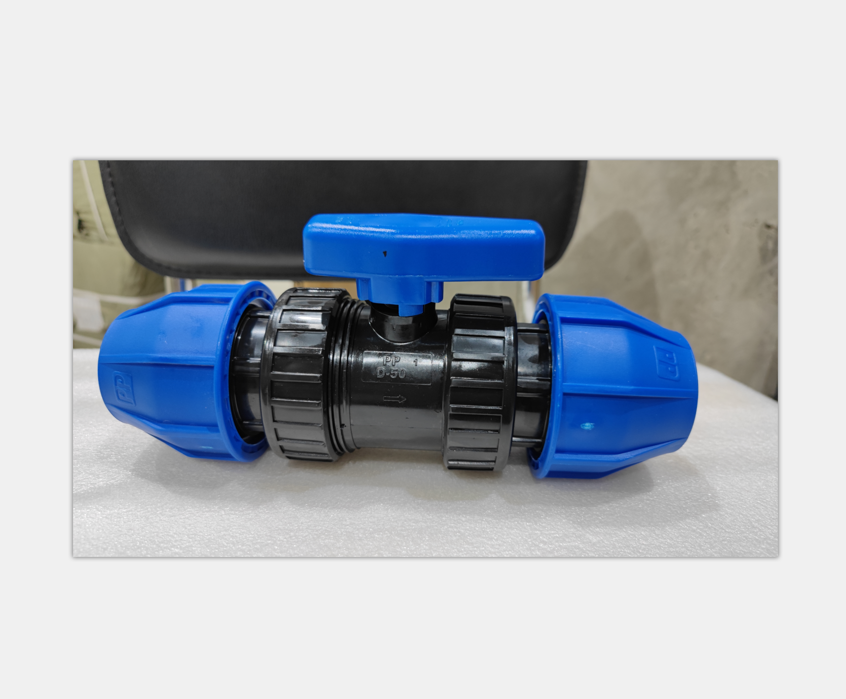 Синий шаровой кран HDPE PP TRUE UNION, сжатие, шаровой кран TRUE UNION 50 мм