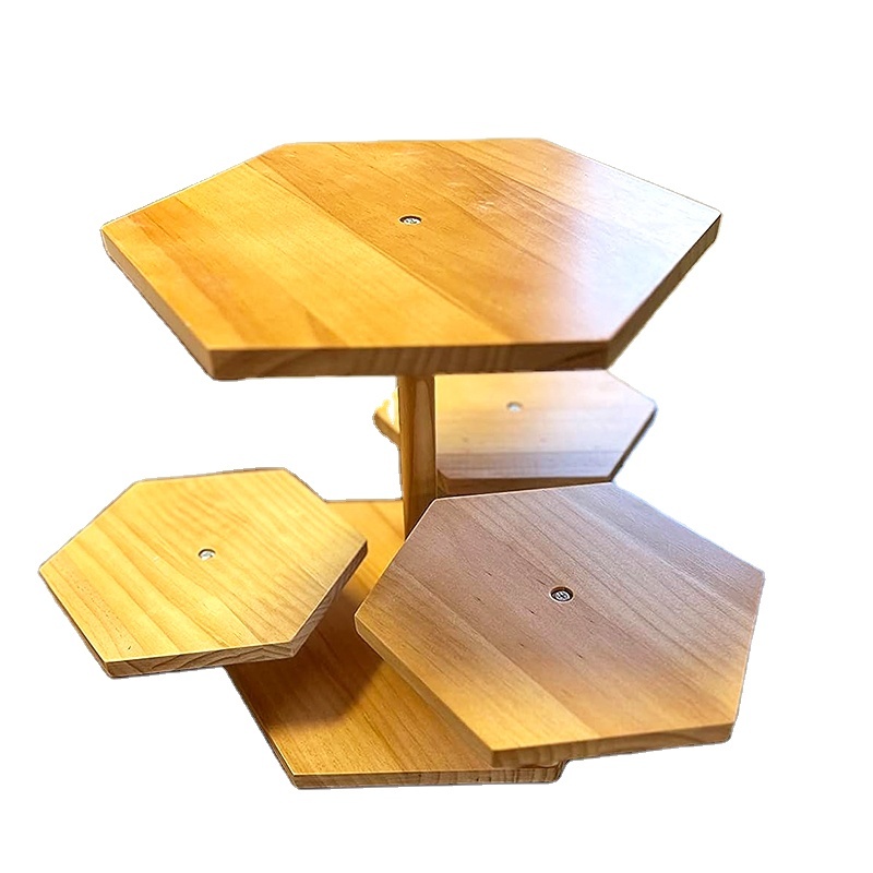 Wood Cake Stands Display Holder Farmhouse Tiered Tray Decor Dessert Tree Tower for Home Tea Party