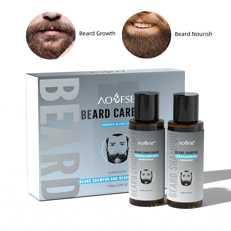 Factory Hot Sale Beard Set Natural Beard Wash Shampoo Nourishing Conditioner Mens Beard Set