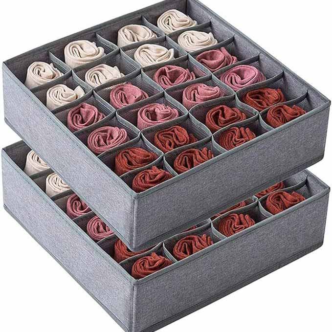 Foldable 64 Cell Fabric Collapsible Cabinet Closet Sock Ties Underwear Organizer With Dividers Organizers And Storage Boxes