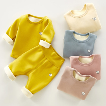 IHJ1337 Baby thermal underwear set boys and girls winter plush thickened pajamas