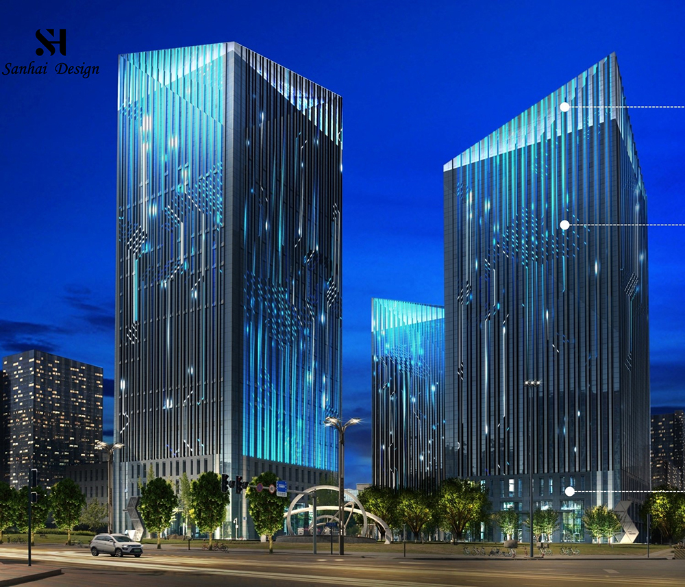 Sanhai House Architecture Design Construction and Real Estate Skyscraper Office Building Design Company 3D Rendering Floor Plan