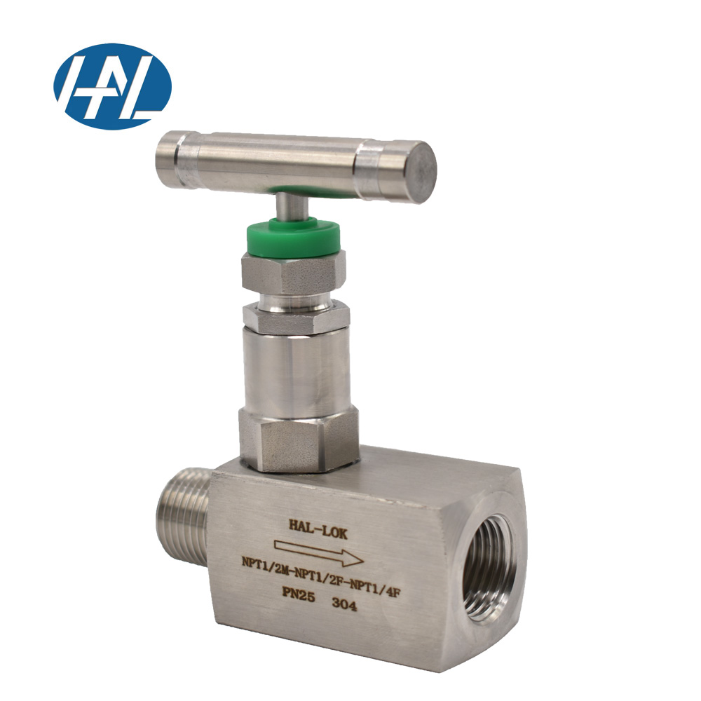 Hao Liu SS304 stainless steel 1/4" flow control instrument valve internal and external threaded through pressure gauge valve