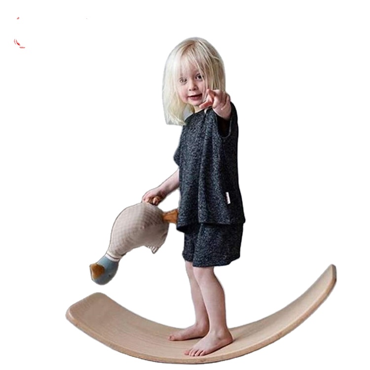 Zhoya Hot Sale Curved Wobble Board Game Wood Kids Yoga Wooden Wobble Board Fitness Balance Board