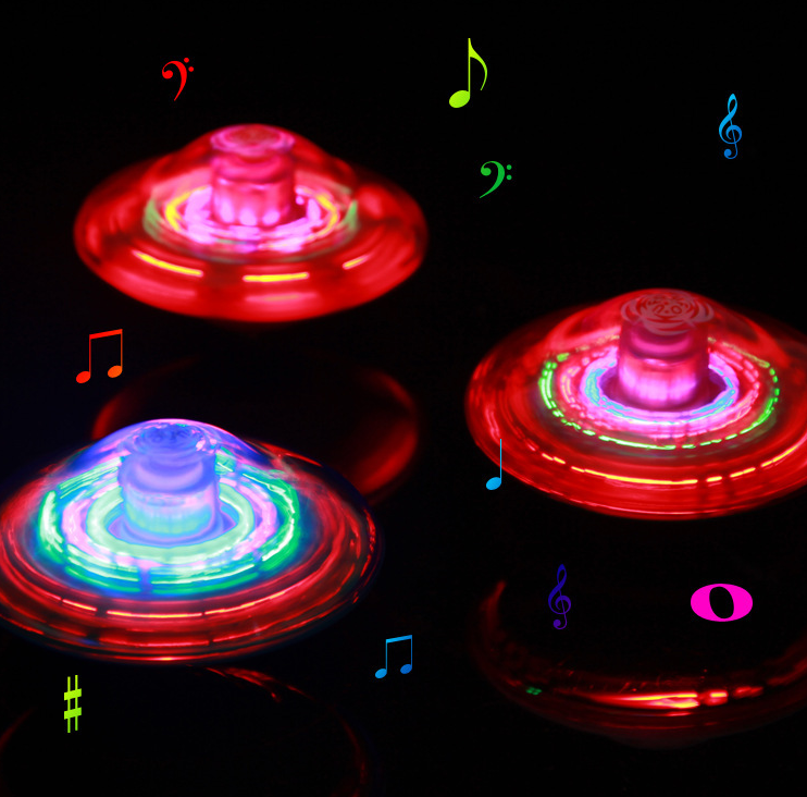 Wholesale Led luminous gyro multicolor flash UFO flying gyro light music toy for children