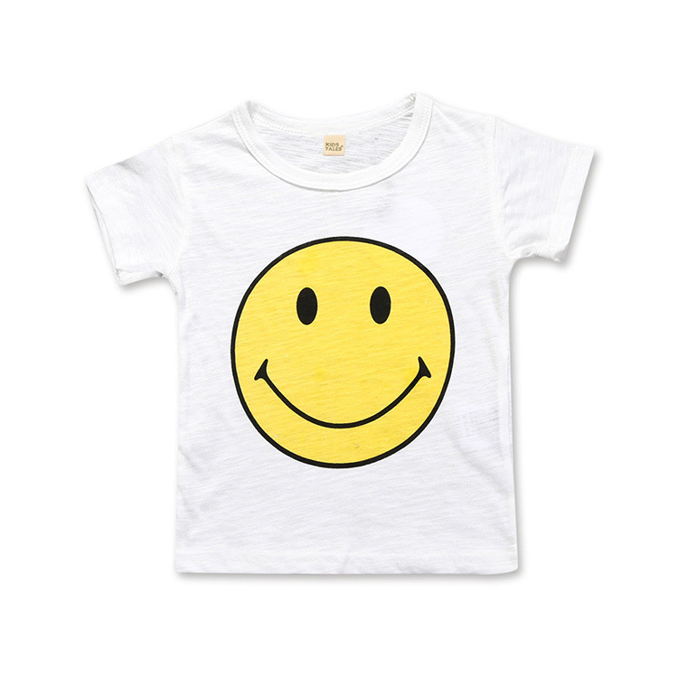 New Style Wholesale Customized Breathable Short Sleeves Summer Boys and Girls Casual Cute Smile Cotton T-Shirt