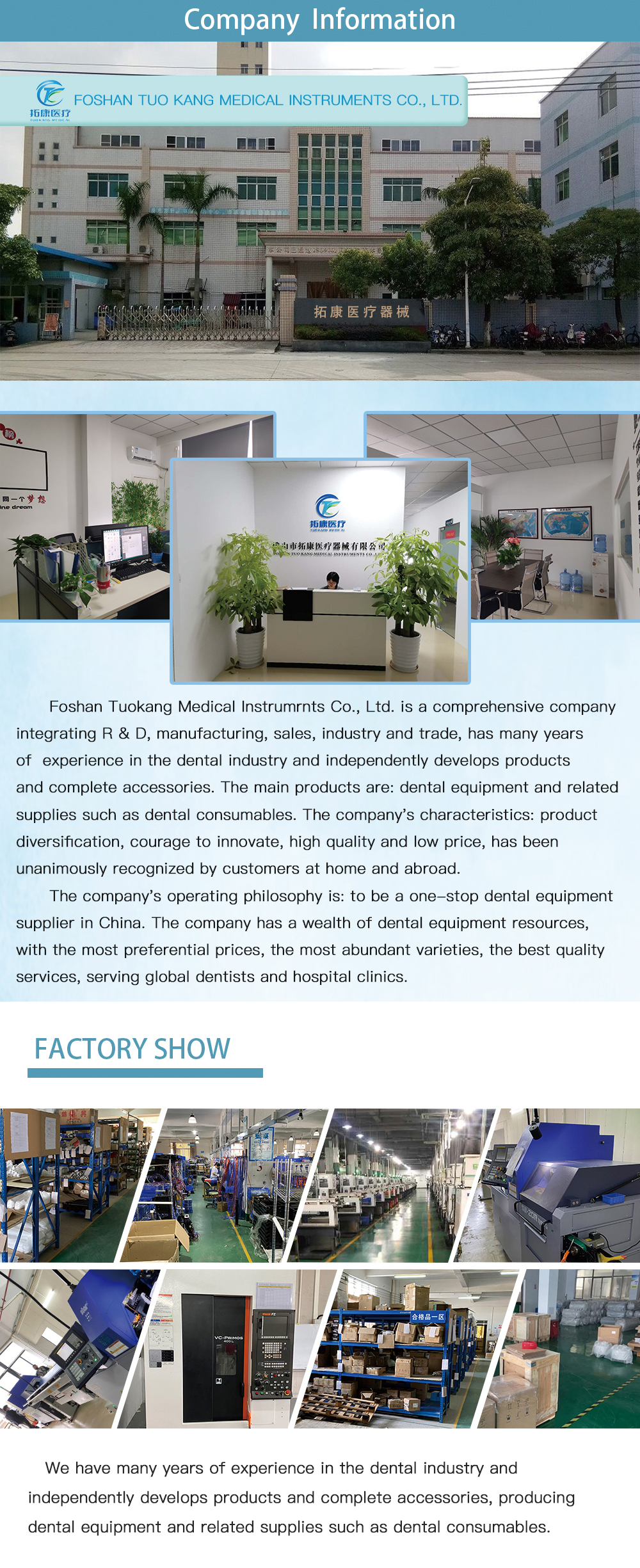 Foshan Medical Equipment Mini Dental Chair Portable Dental Unit with Air Compressor