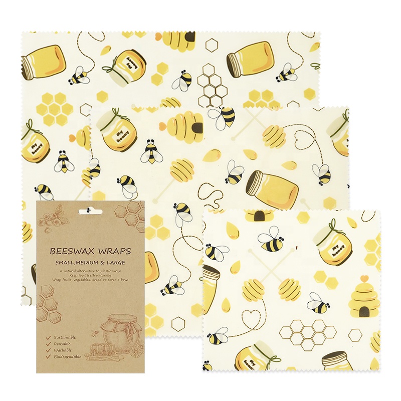 Sustainable washable plastic free biodegradable organic cotton beeswax food cover wrappers