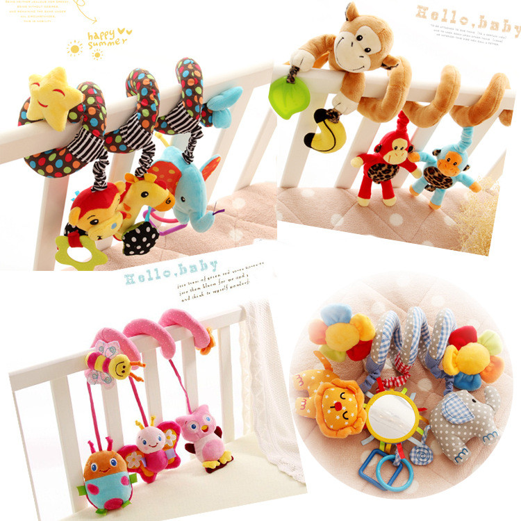 Car Seat Toys Baby Activity Spiral Plush Stroller bar Accessories, Crib Toys with Bell for boy or Girl, Hangings Rattle Toy