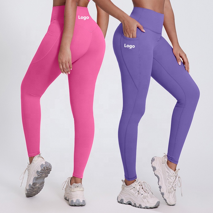 Women High Waist Compression Butterluxe Yoga Fitness Gym Pants Tummy Control Workout Running Outfits Leggings With Side Pockets