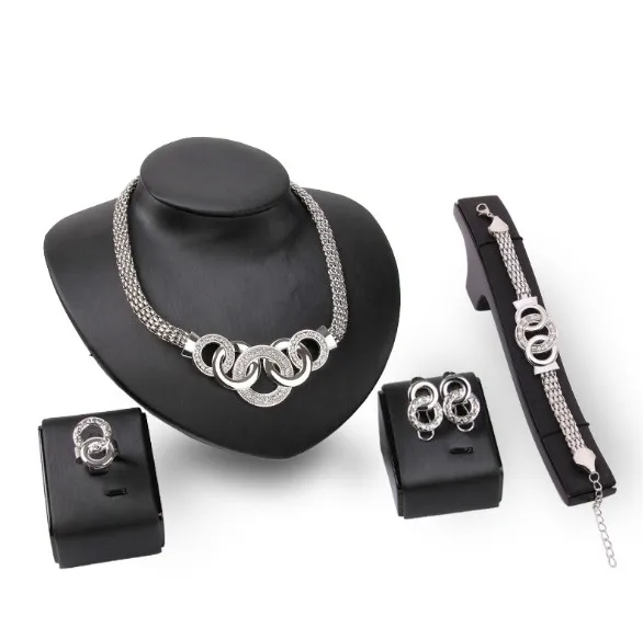 Cheap good quality jewelry sets silver jewelry set for wedding