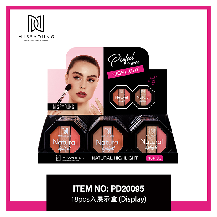 Natural Face Palette 3 Colors Eye Shadow Glitter Blush Set