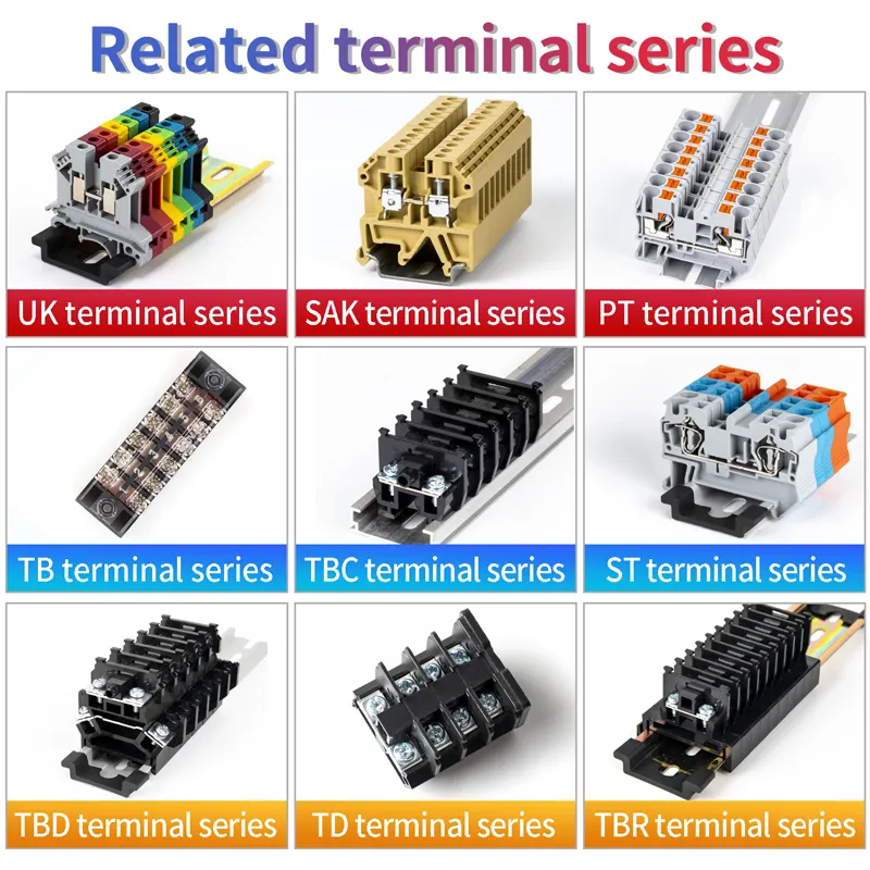 Din Rail Connector Factory Supply High Quality Black DIN Rail Screw Terminal Block Rail Mounted Terminal Combination TBR-10 Wire Connector 10A 600V