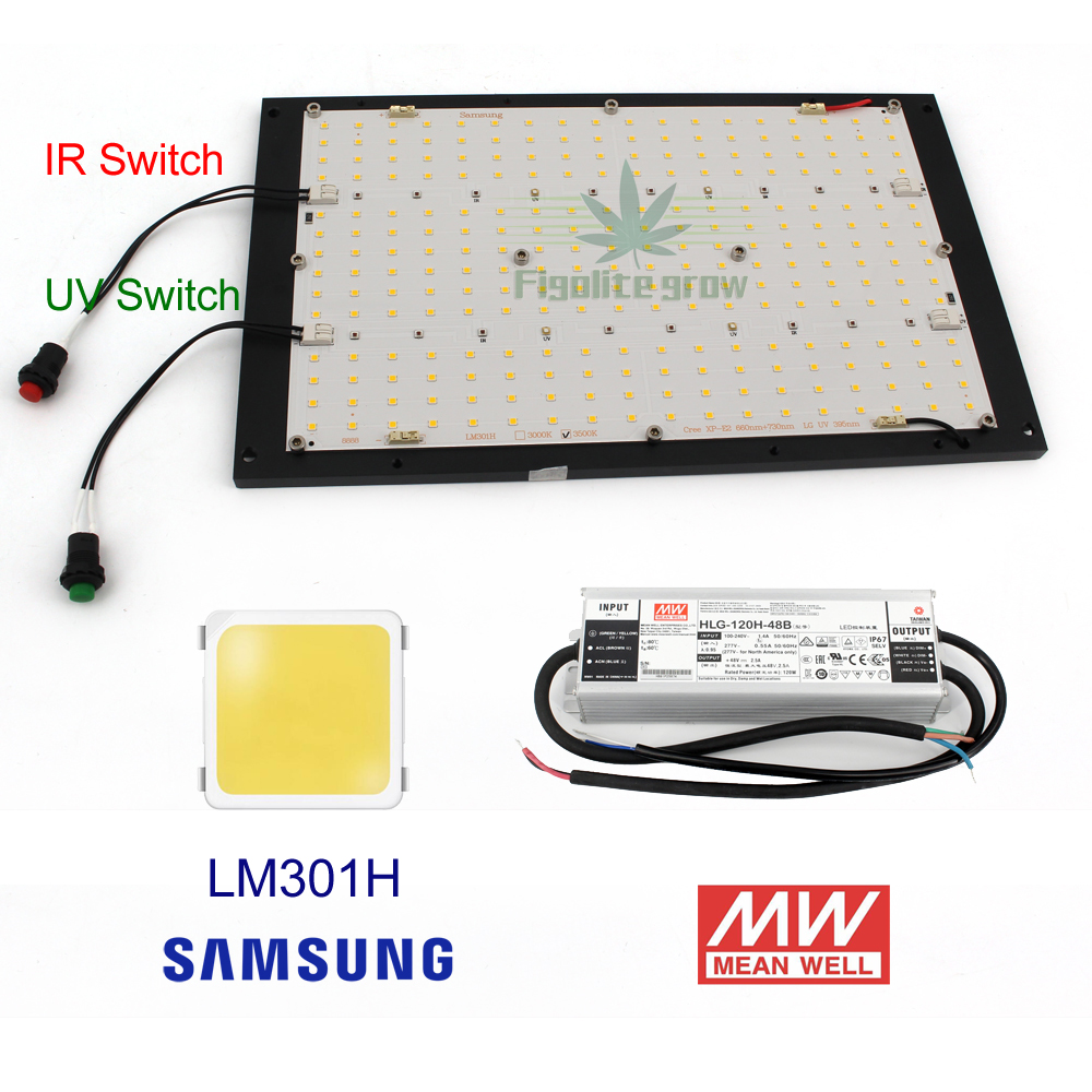 Figolite samsung lm301h Светодиодная панель СИД свет для выращивания QB272 микс 660nm 730nm УФ-ИК-переключатель