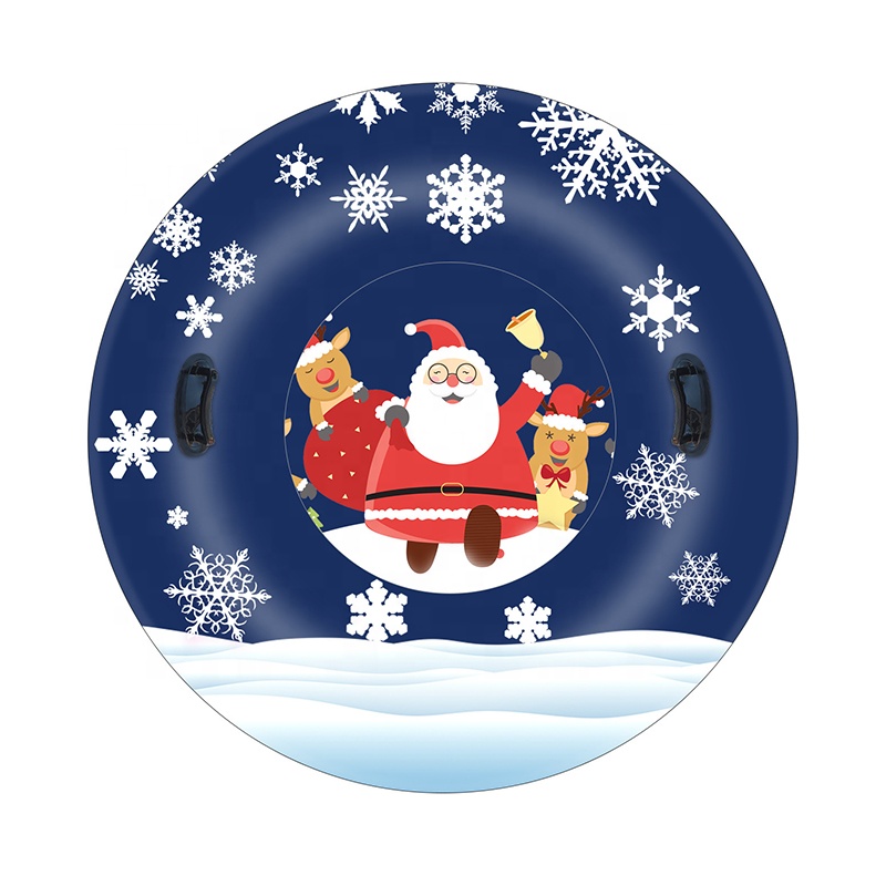 New design 90*27cm PVC Inflatable snow board Snow Tube Sled ski circles snowman printed for kids and adults