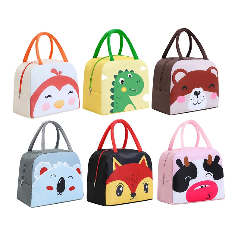Custom Printing Mini Insulation Cartoon Cute Animals Waterproof Food Cooler Kids Lunch Bag for Children student Women