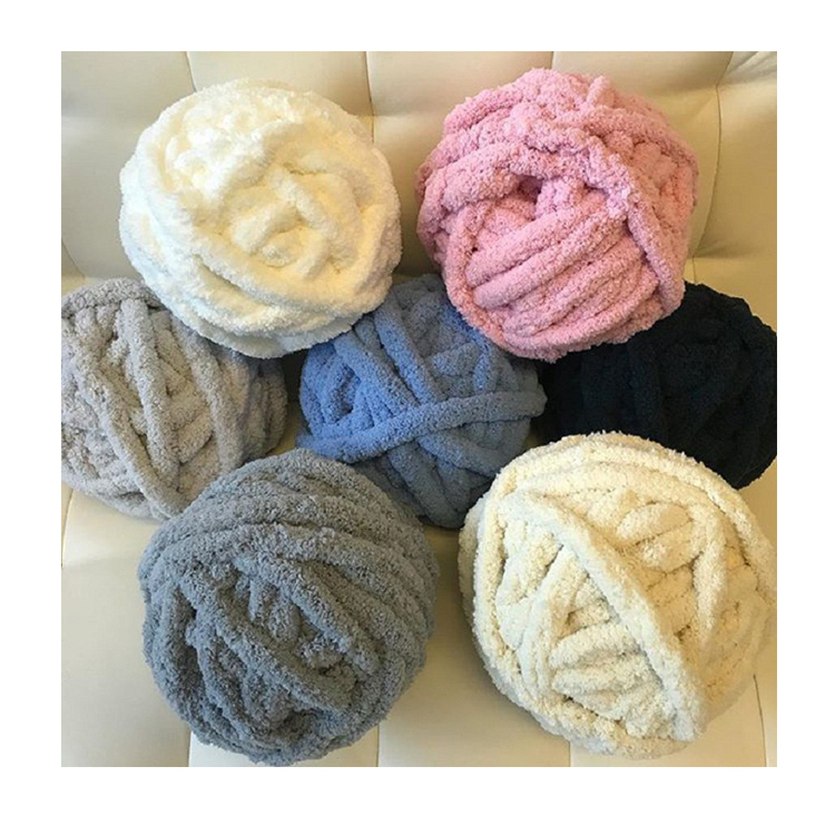 Wholesale Ciniglia Solid Wool 100% Polyester Jumbo Chenille Yarn Rug Chenille Thick Yarn