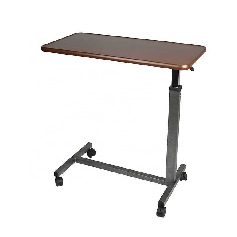 Hospital Height Adjustable Overbed Working Dining Table With Wheels
