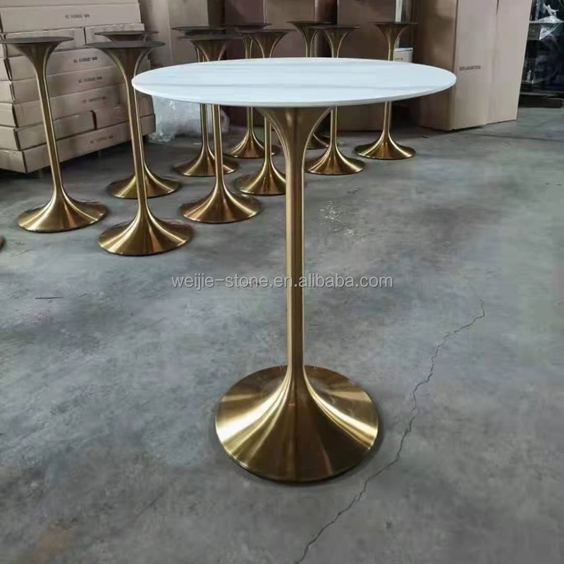 Недорогой круглый стол из белого мрамора