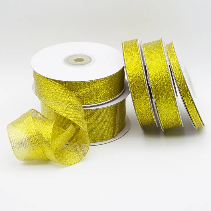 Factory Wholesale Hot Selling Silver Gold Poly Metallic Ribbon For Decoration Gift Christmas Ribbon
