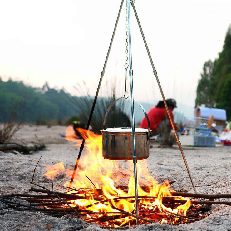 3-section outdoor stove barbecue grill camping bonfire tripod hanging pot picnic fire bracket aluminum alloy tripod