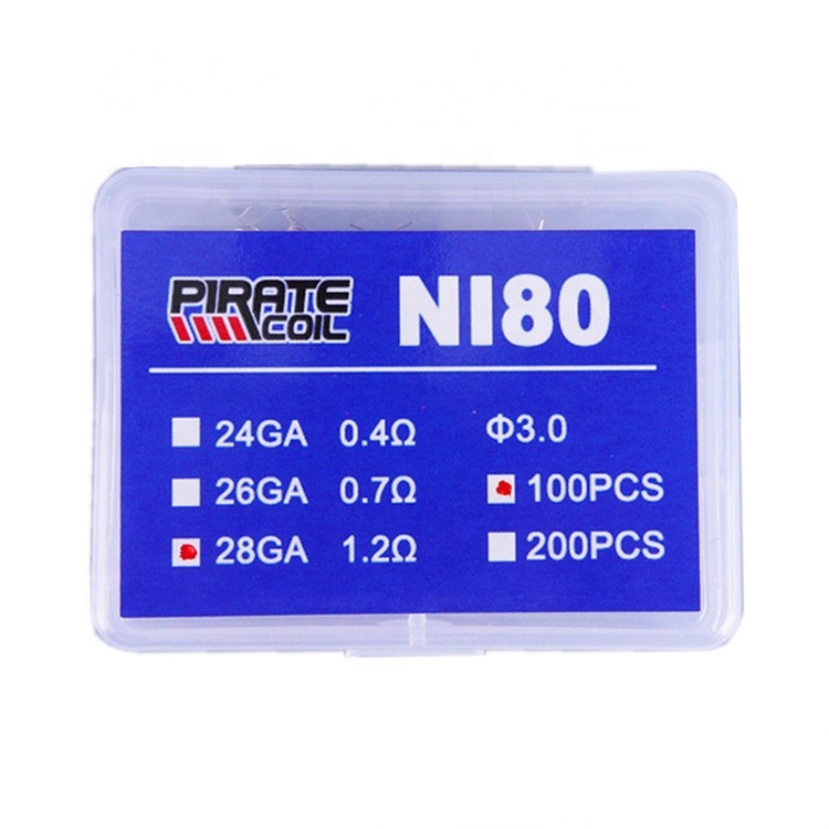 Ni80 vape стандартной круглой проволоки нихром 80 катушки 24GA/26/28 датчик в дизайне применяется нагревающий для vape 100 шт./кор.