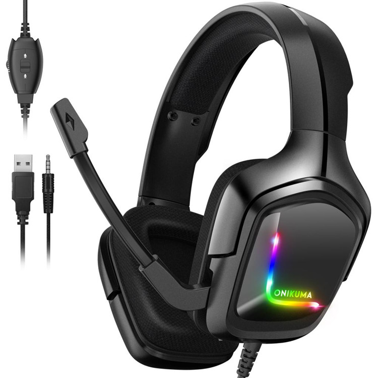 Горячая продажа Onikuma K20 объемный звук ПК ноутбук геймер провод rgb игровая гарнитура с микрофоном
