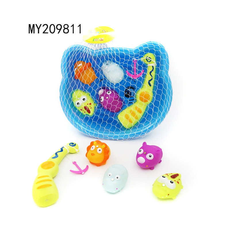 Игрушки для ванны плавающие животные водные игрушки С рыболовным полюсом и тазом
