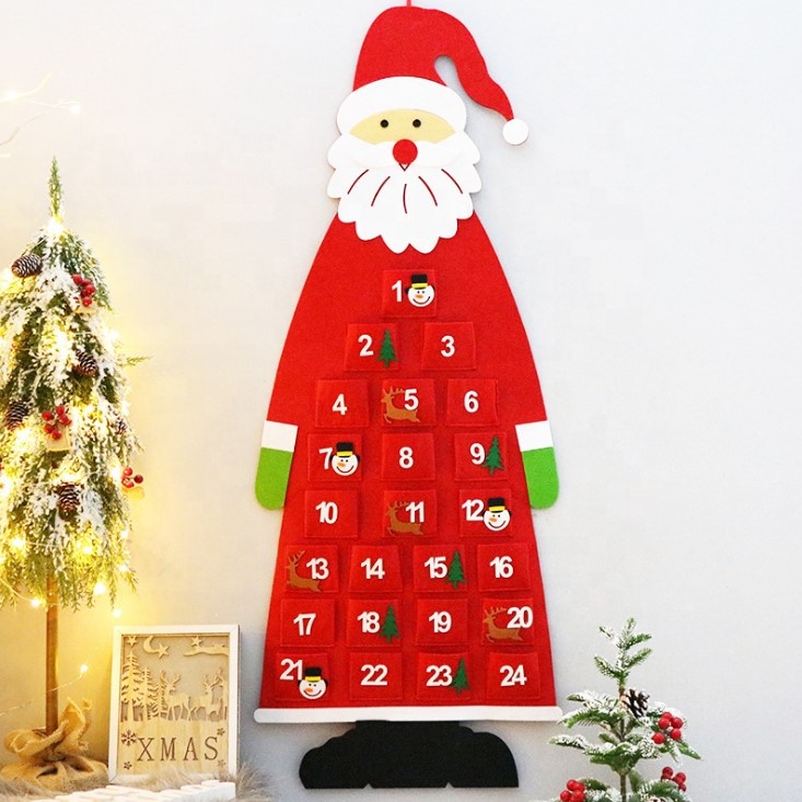 Felt Christmas Tree Advent Calendar 3ft DIY Christmas Tree Ornaments Set Decoration 24 Days Countdown Calendar