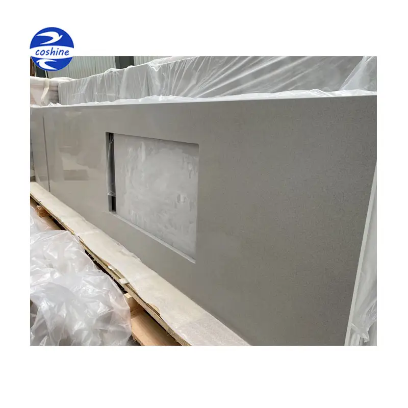 Полированные мокрые бетонные кварцевые плиты, индивидуальная кварцевая столешница для туалетного столика серого цвета