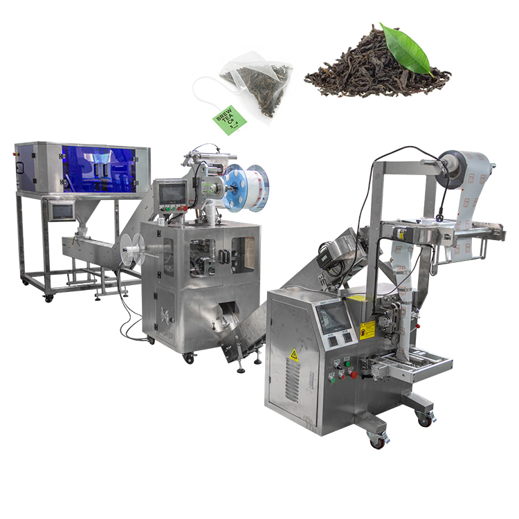 Drawstrings Pyramid silk bag conveying bucket inner and outer herb blend tea packaging machine