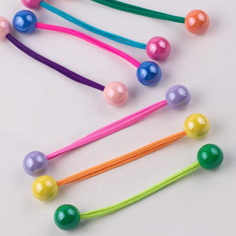 New Fashion Elastic Hair Ties Nylon Hair Band with Colorful Balls Goody Ouchless Elastic Hair Ties