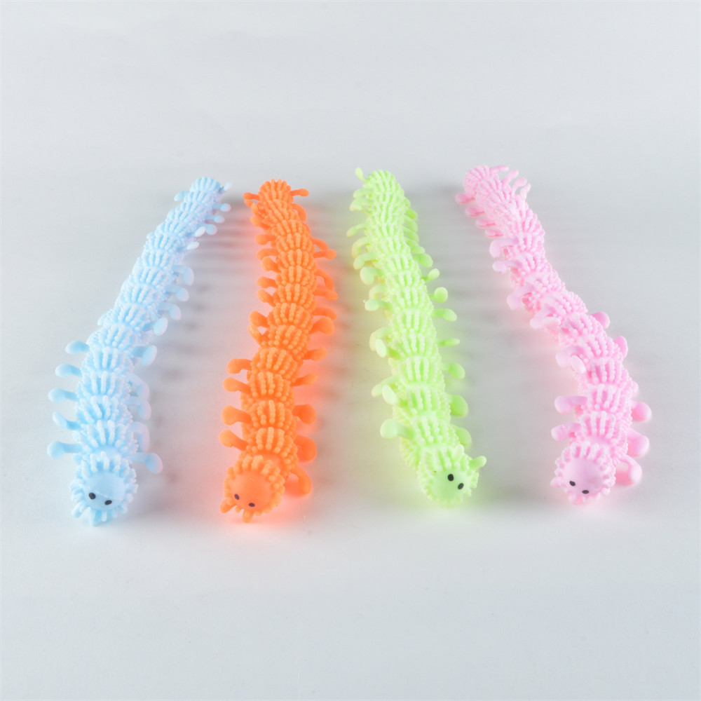 Multicolor TPR Fidget Bracelet Sensory Stress Relief Noodles Toys, Stretch caterpillar toys